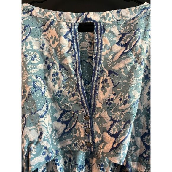 Free People Silver Sun Printed Mini Dress Pockets Open Low Back Size S - Picture 7 of 8